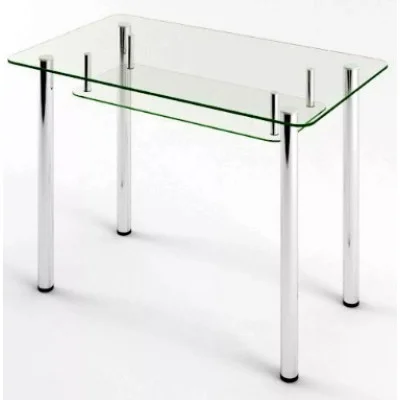 Glass dining table D-04-3 with tempered glass and chrome legs